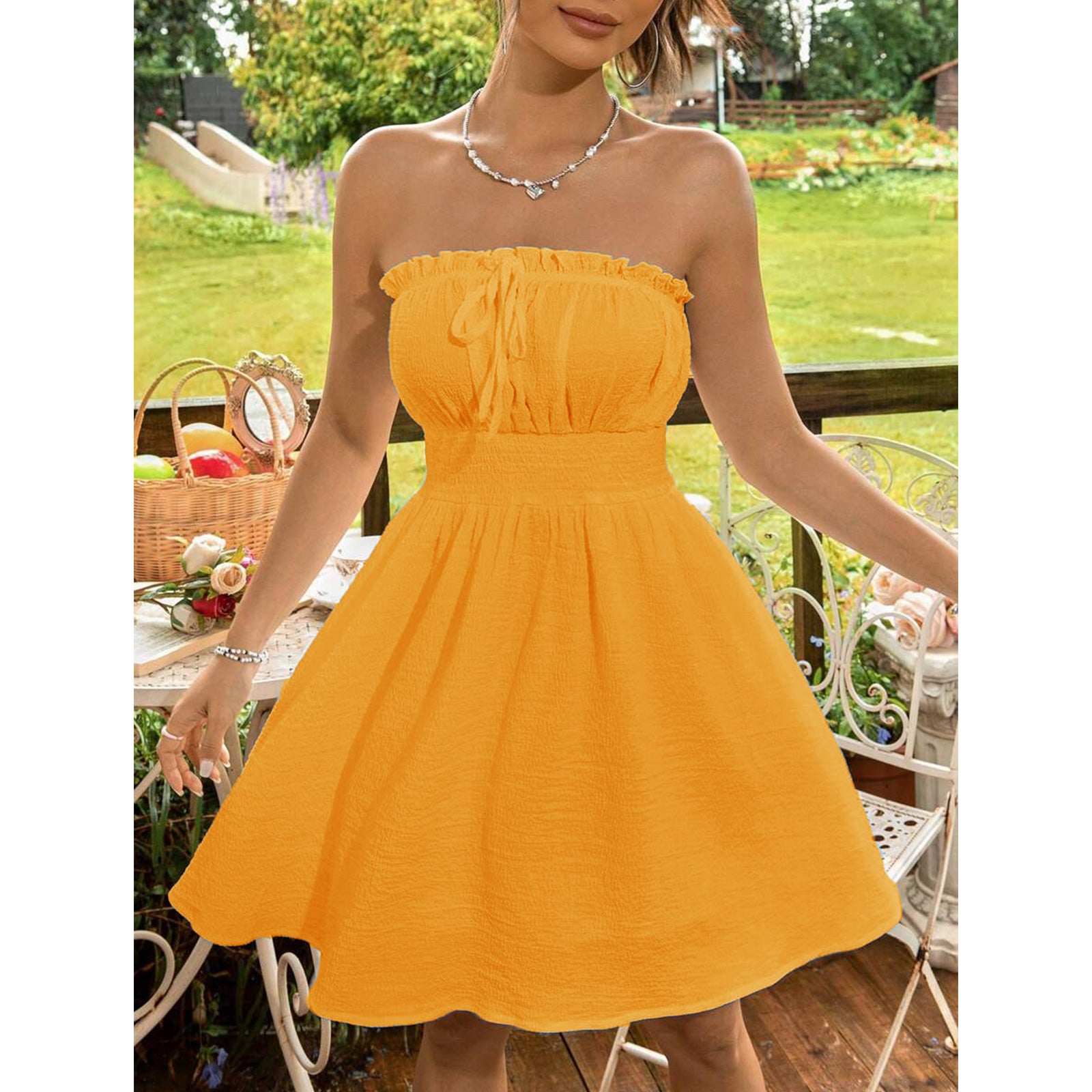 Summer Dresses for Women Strapless Tube Top Sundress