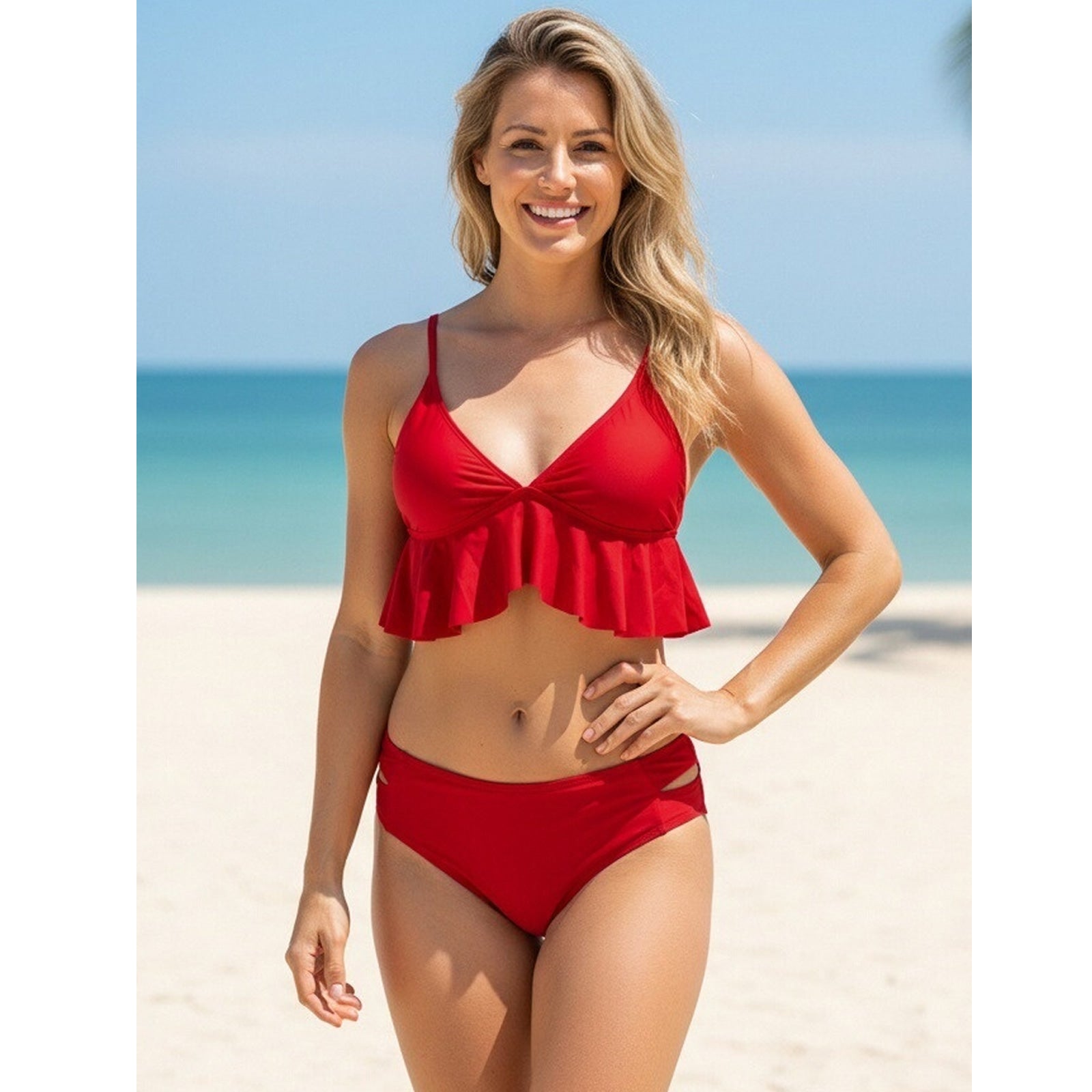 Swimsuit Ruffled Sexy Bikini Swimsuit High-waisted