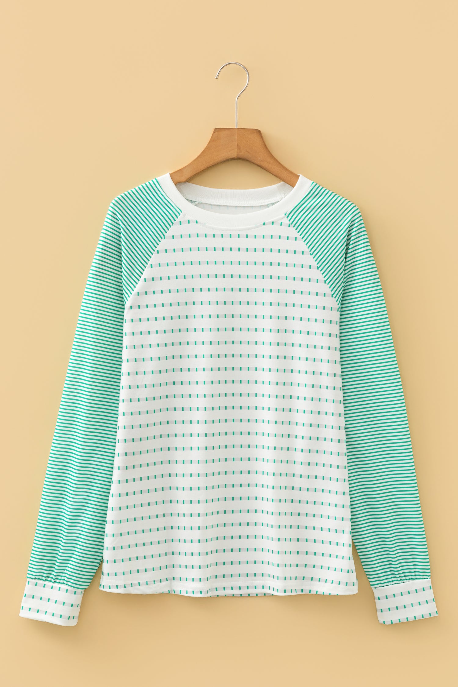 Black Stripe Raglan Patchwork Long Sleeve Tee