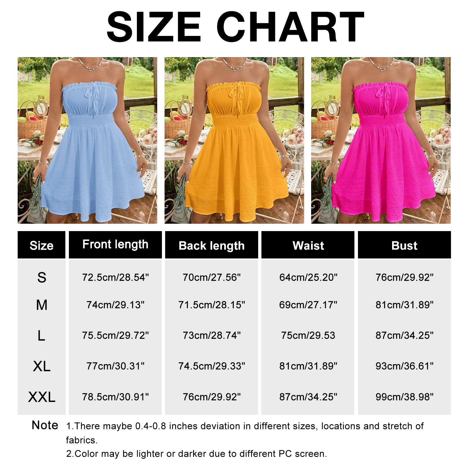 Summer Dresses for Women Strapless Tube Top Sundress