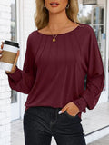 Women's Tunic Tops Pleated Crew Neck Shirts