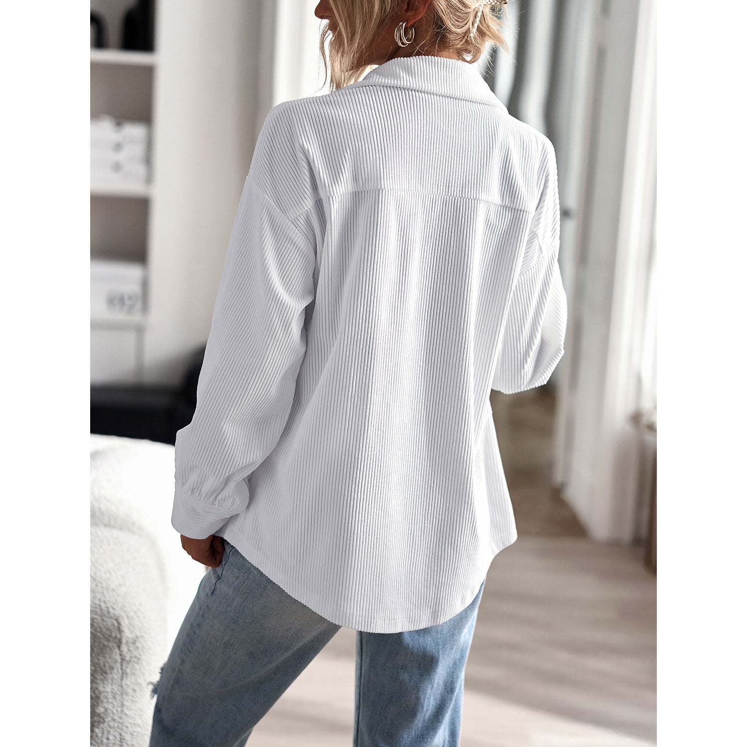 Women's Casual Corduroy Shacket Jacket