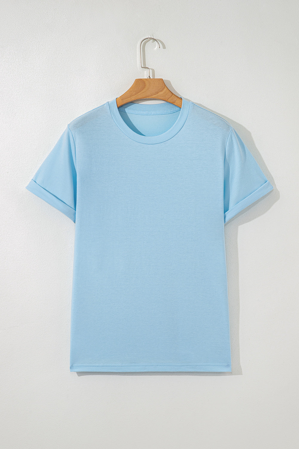 Bright Green Casual Plain Crew Neck Tee