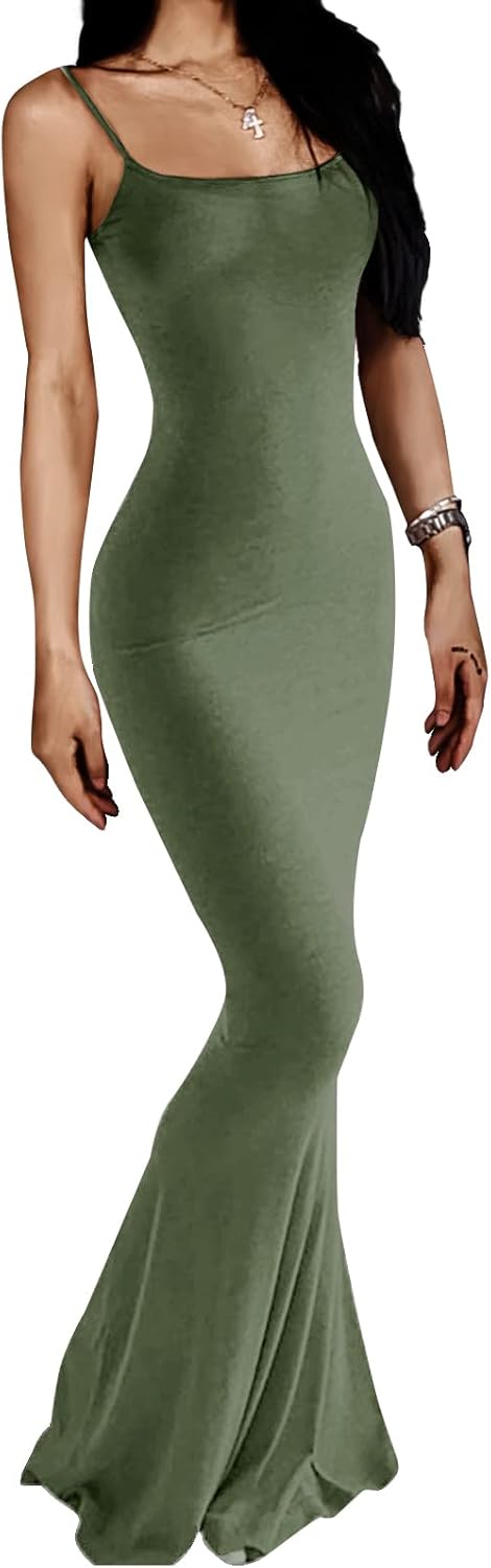 Women's Casual Lounge Slip Long Dress Sexy Sleeveless Backless Bodycon Maxi Dresses 2023 Summer Slim Elegant
