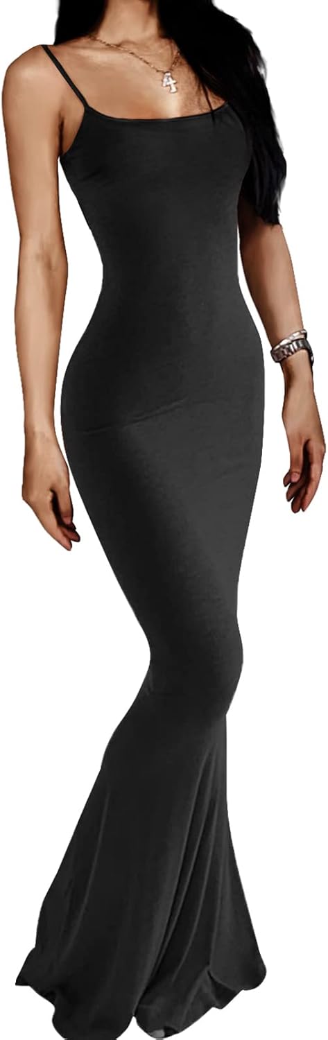 Women's Casual Lounge Slip Long Dress Sexy Sleeveless Backless Bodycon Maxi Dresses 2023 Summer Slim Elegant