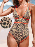 Leopard Print One-piece Swimsuit Female Sexy Waist
