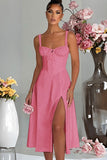 Women's Summer Fashion Casual Lace-up Slim Split Suspender Dress