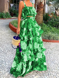 Elegant and Slim Ruffle Edge Cake Skirt Set