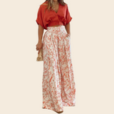 Women's Casual Style V-neck Printed Trousers Set