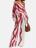 Elegant and Loose Bat Sleeve Print Fashion Set