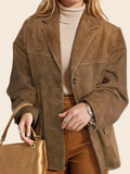 Elegant Vintage Loose Button Pocket Blazer