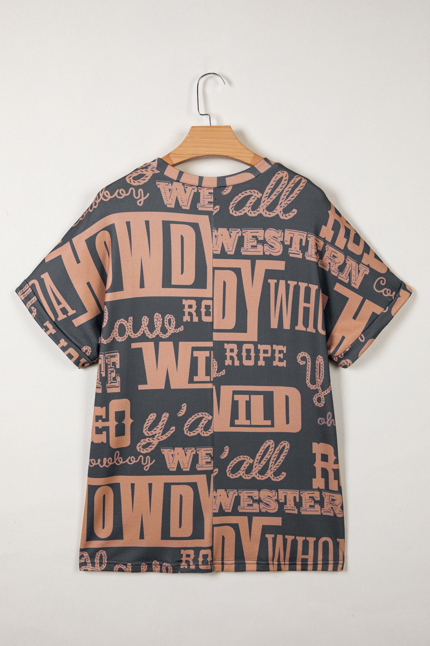 Rose Howdy Cowboy Letter Printed Western Fashion Tee