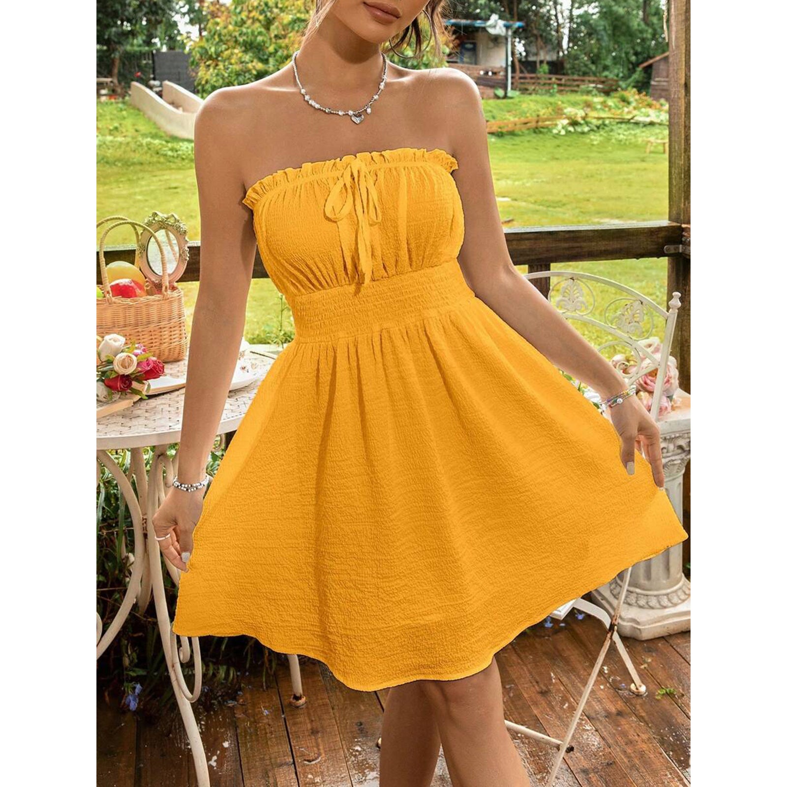 Summer Dresses for Women Strapless Tube Top Sundress