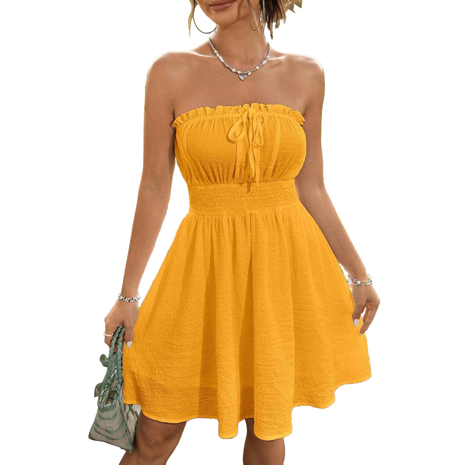 Summer Dresses for Women Strapless Tube Top Sundress