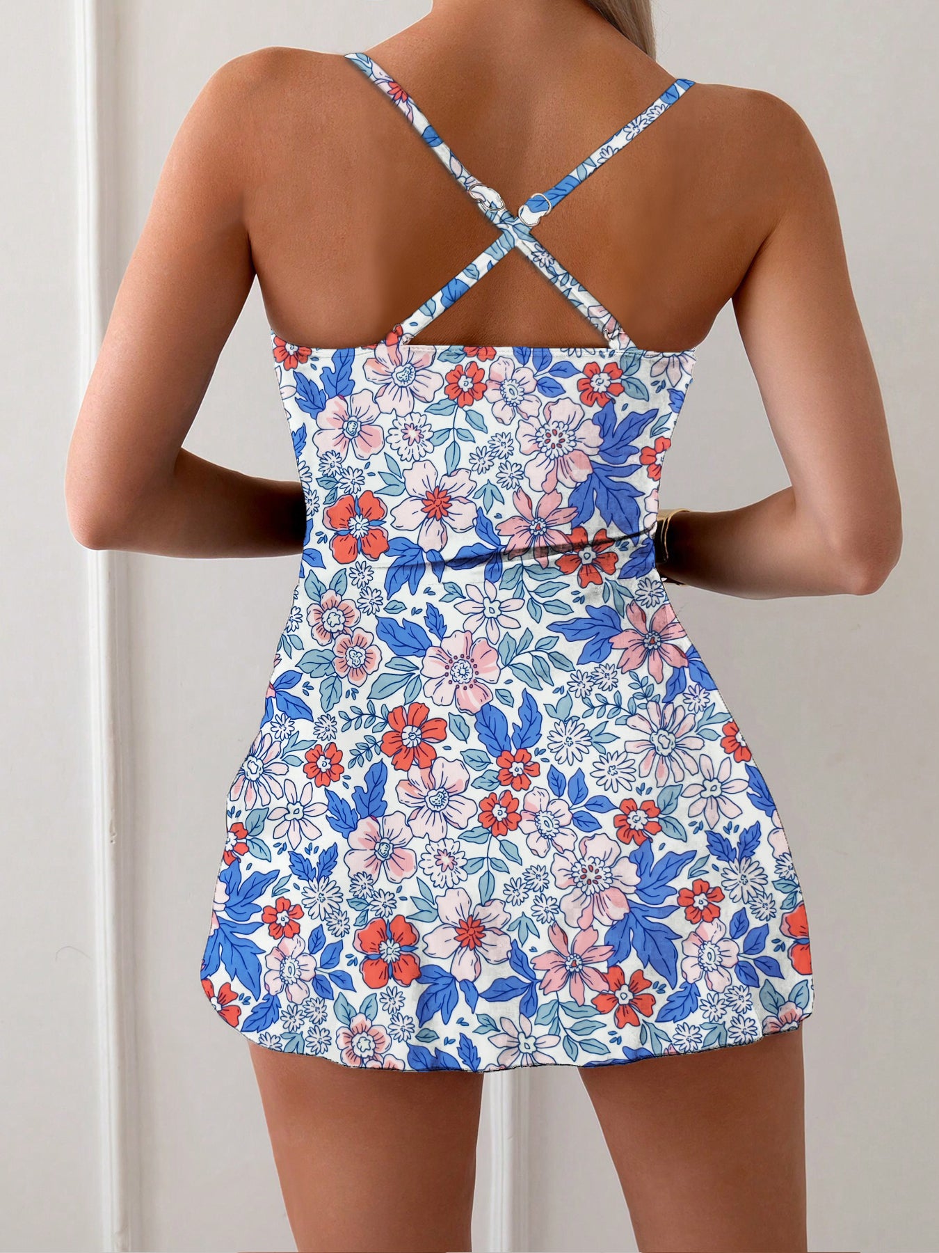 One-piece Swimsuit Women Sexy Slim Skirt Floral Print