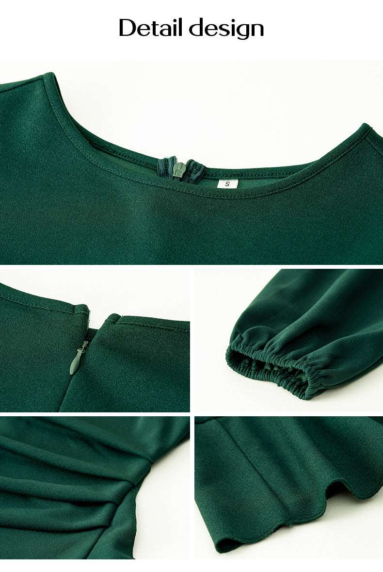 Women's long -sleeved puffs sexy short skirt elegant wedding guest dress cocktail party lotus leaf edge party dresses