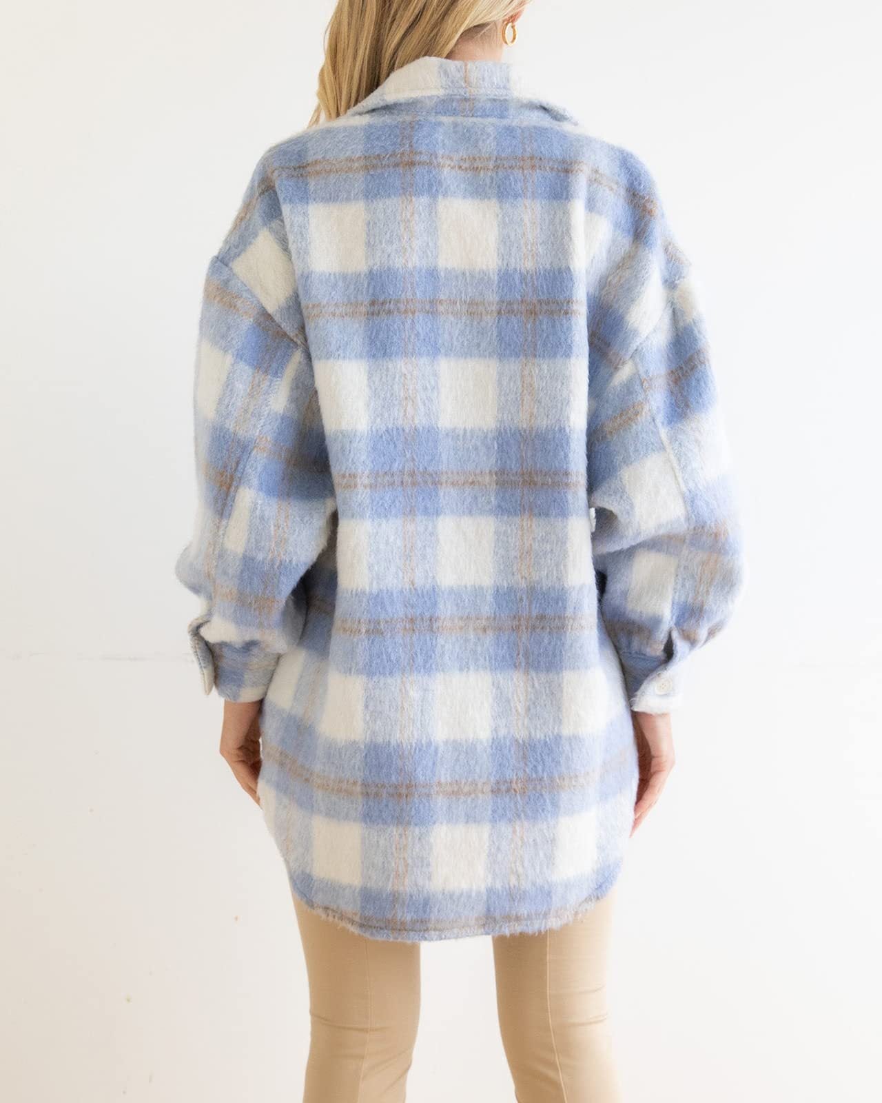 Women Plaid Hoodies Jacket Oversized with Pocket