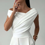 Women Sexy Off-the-shoulder Vest Short-sleeved Top
