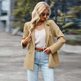 Women's casual suit outer sleeve buttons lapel jacket