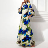Casual Bubble Sleeve Print Painted Dress