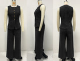 Women's Solid-color Loose Fashion Long-sleeve Denim Suit Wide-leg Pants