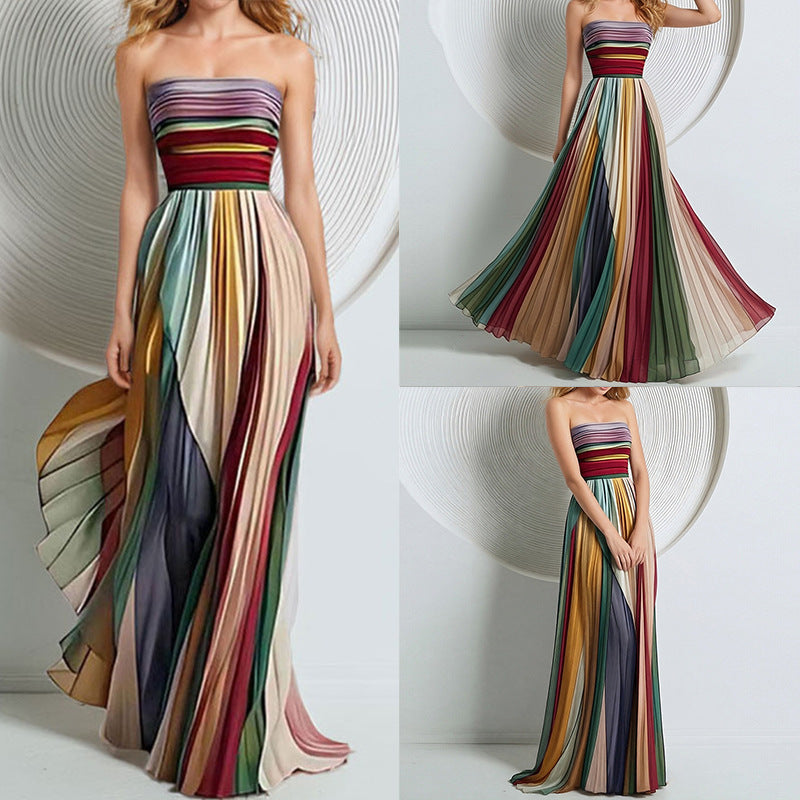 Women's Sexy Tube Print Colorful Dress