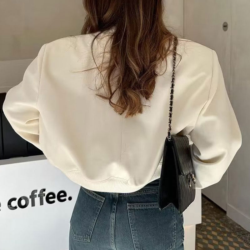 Women's Casual Stand-up Collar Solid Color Pocket Jacket