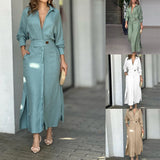 Elegant Solid Color Strap Waist Dress Long Dress