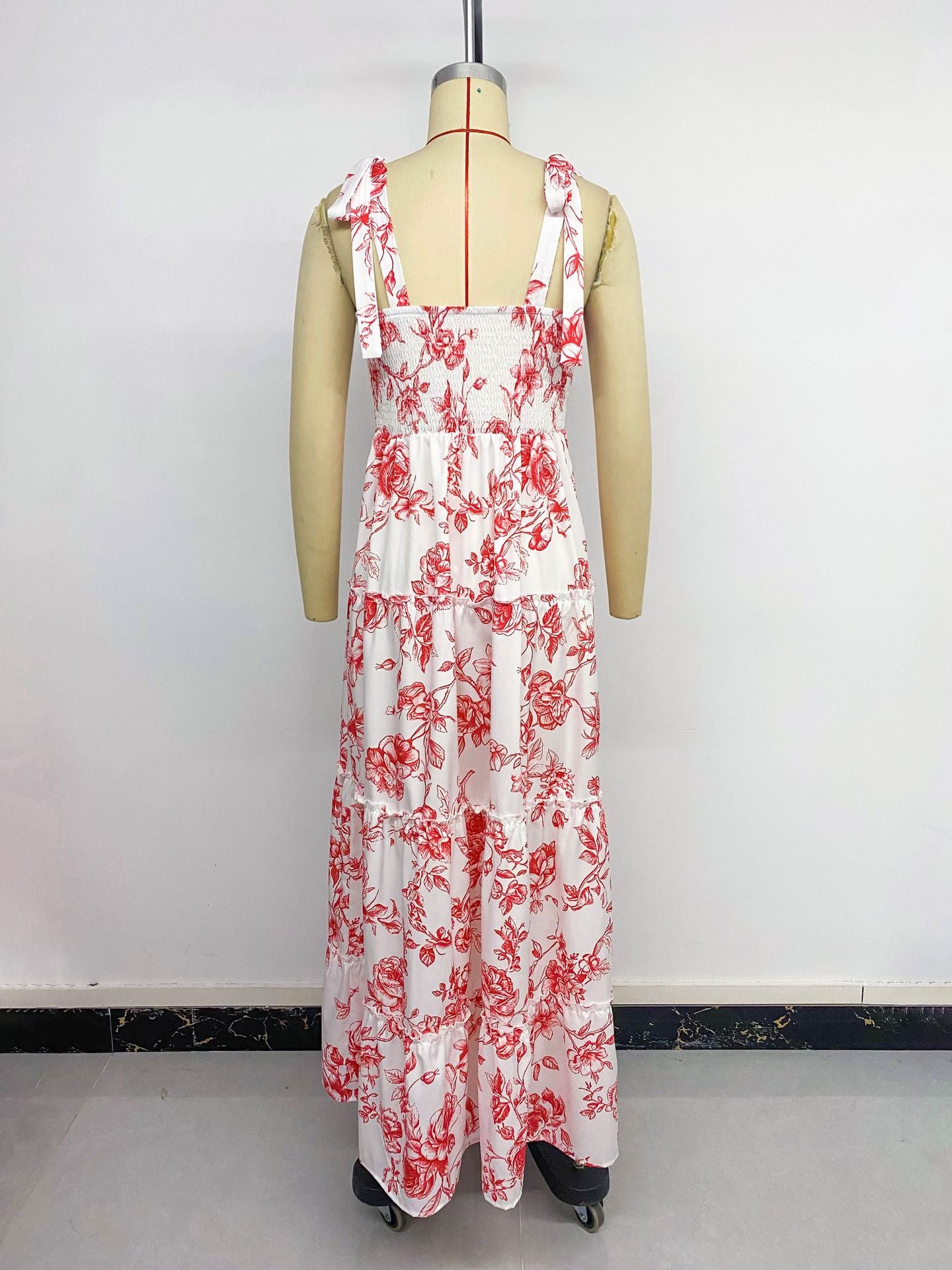 Suspender Floral Print A-shaped Dress