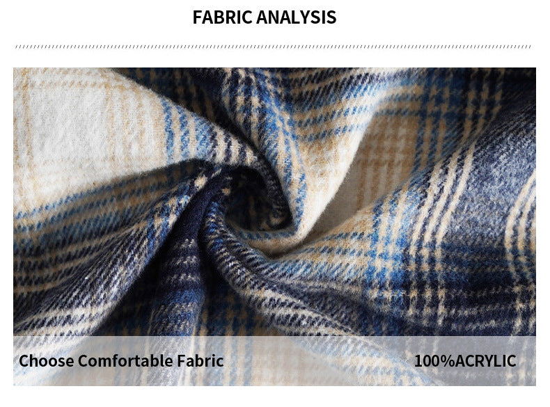 Women's Long Sleeve Button Down Jackets Plaid Flannel Shirts Tops Casual Lapel V Neck Oversized Shackets Blouses Top