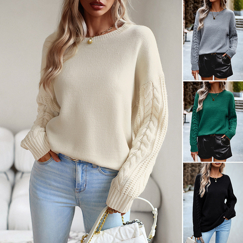 Parchment Chunky Knit Sleeve Drop Shoulder Sweater