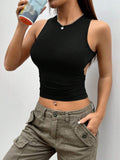 Summer Solid Color Tight Short Sleeveless Vest Top