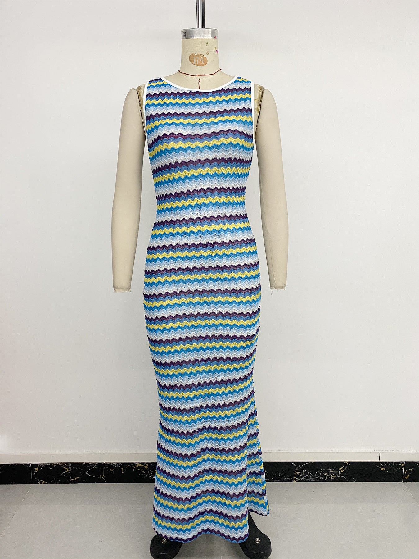 Vintage Fishtail Dress Sleeveless Wavy Dress