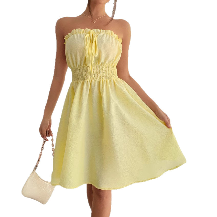 Summer Dresses for Women Strapless Tube Top Sundress