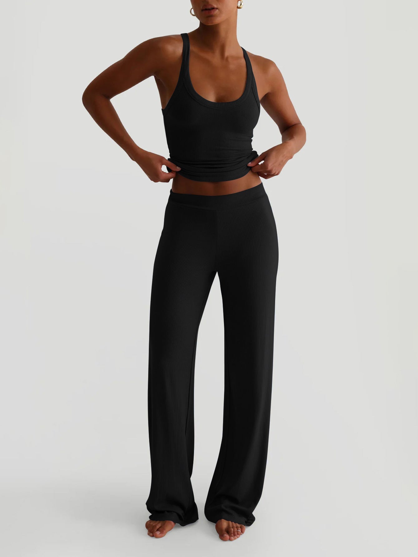Women Yoga Sling Vest Wide Leg Pants Set