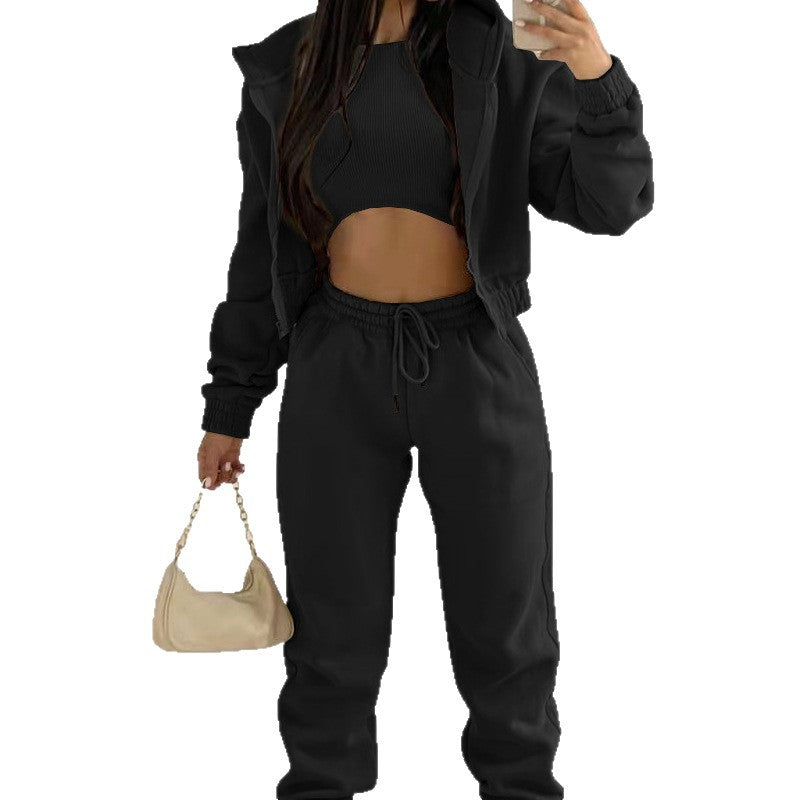 Women's Sports Casual Hooded Fleece Sweater Suit