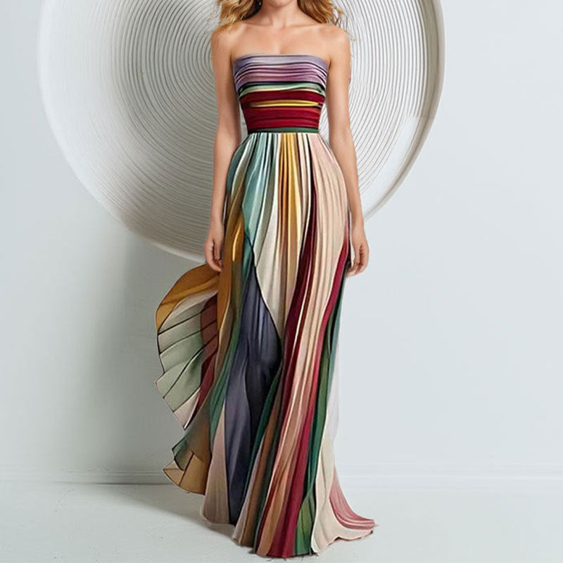 Women's Sexy Tube Print Colorful Dress