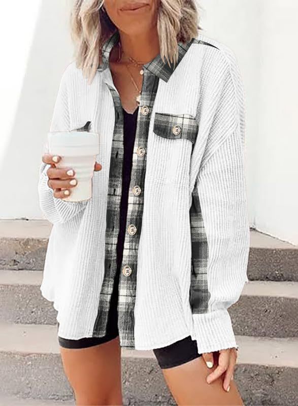 Women Waffle Knit Hoodies Fall Jacket Oversized with Pocket