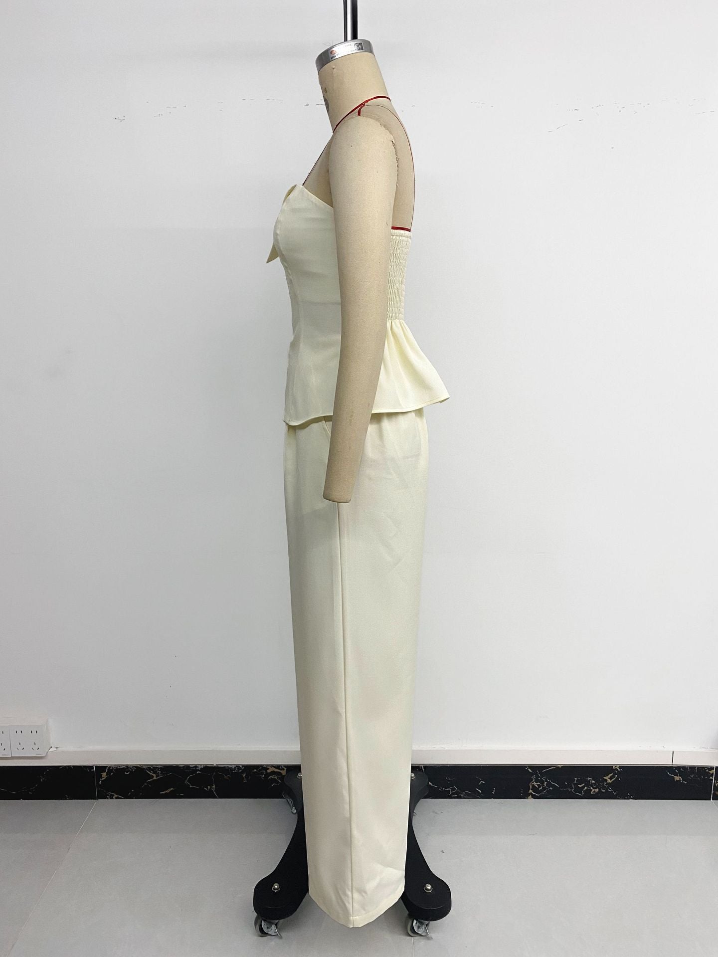 Sexy Tube Top Wide Leg Pants Solid Color Fashion Suit