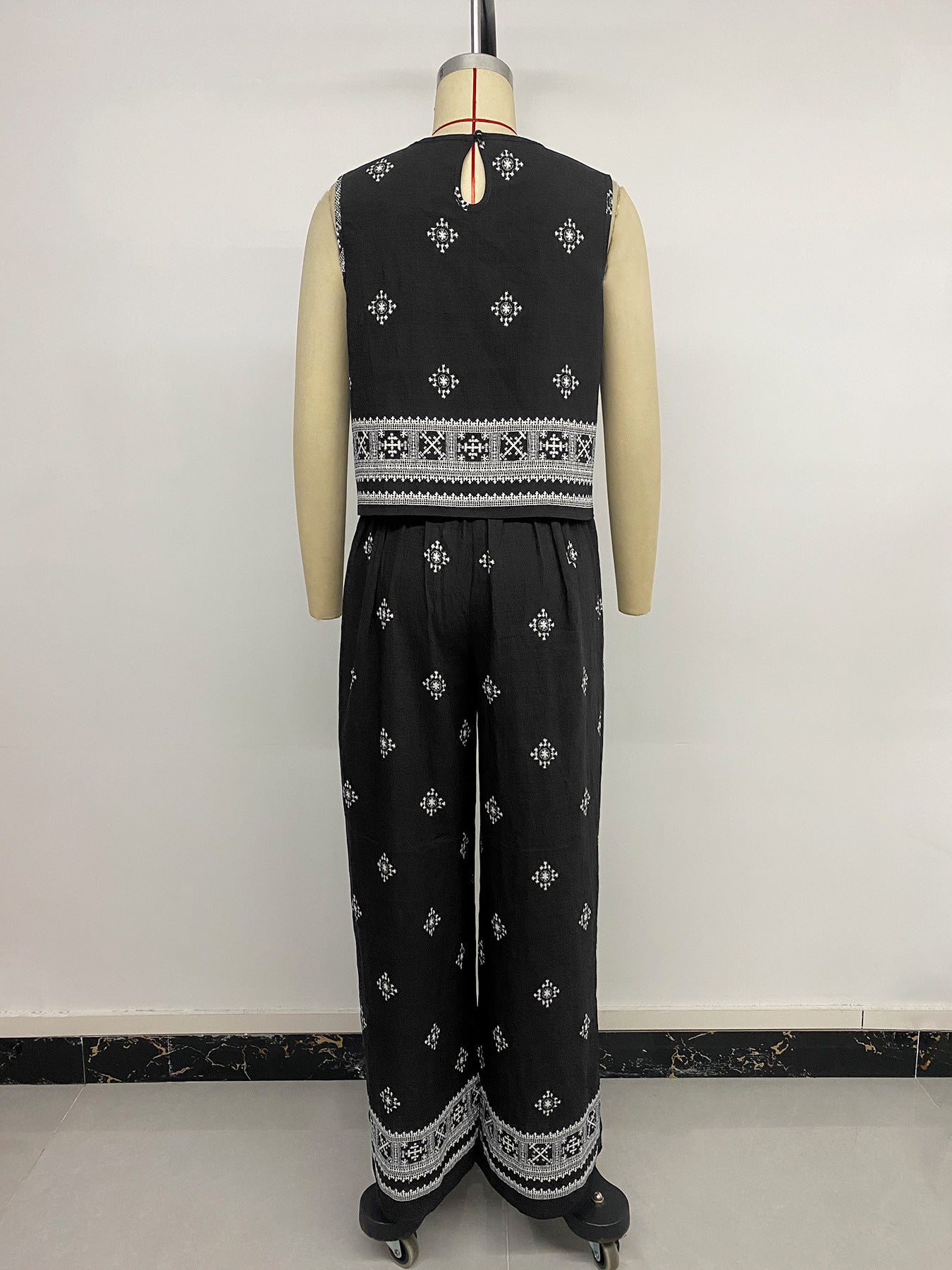Vintage Two-piece Geometric Printing Set for Women
