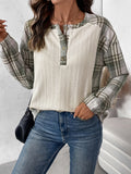 Casual Simple Retro Plaid Spliced Top