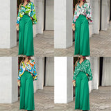 Casual Bat Sleeve Contrasting Color Printing Fashion Suit