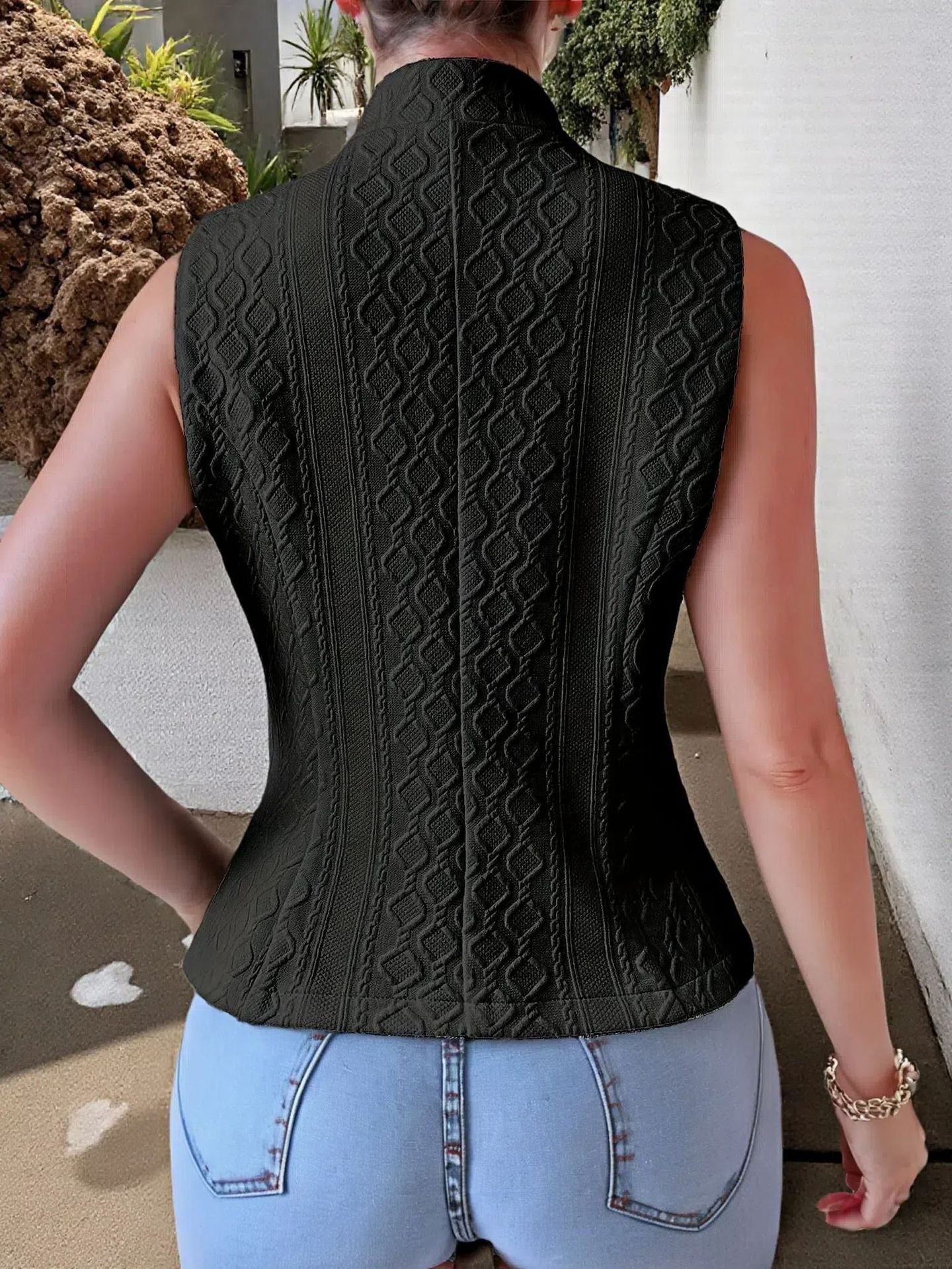 V-Neck Button Sleeveless Vest Vest Jacket Top Women