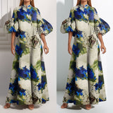 Casual Bubble Sleeve Print Painted Dress