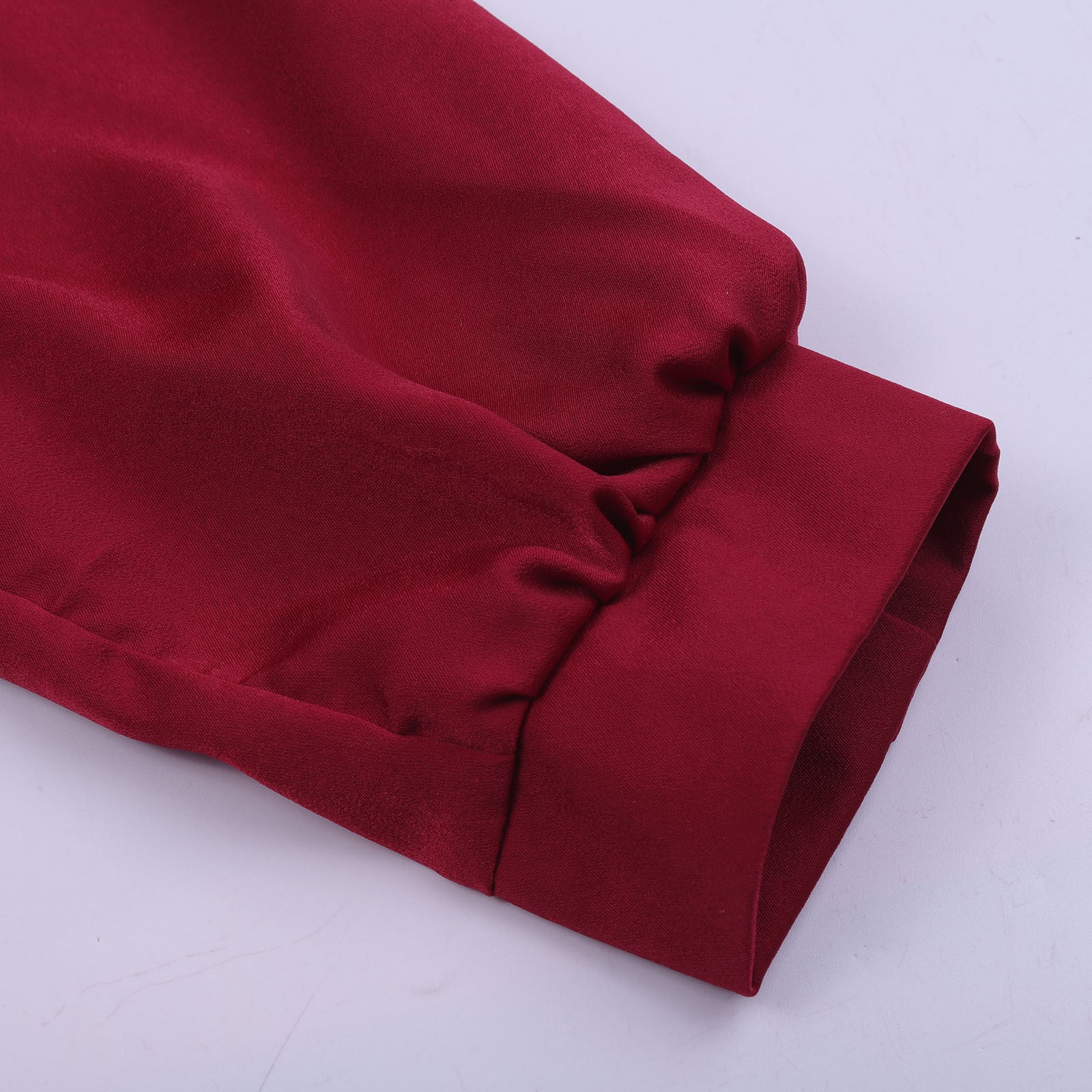 Solid color lapel long-sleeved button-up blouse shirt