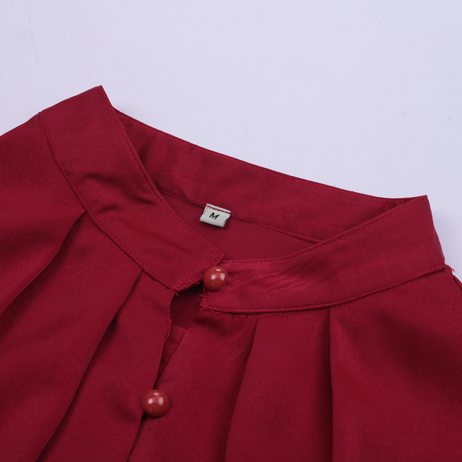 Solid color lapel long-sleeved button-up blouse shirt