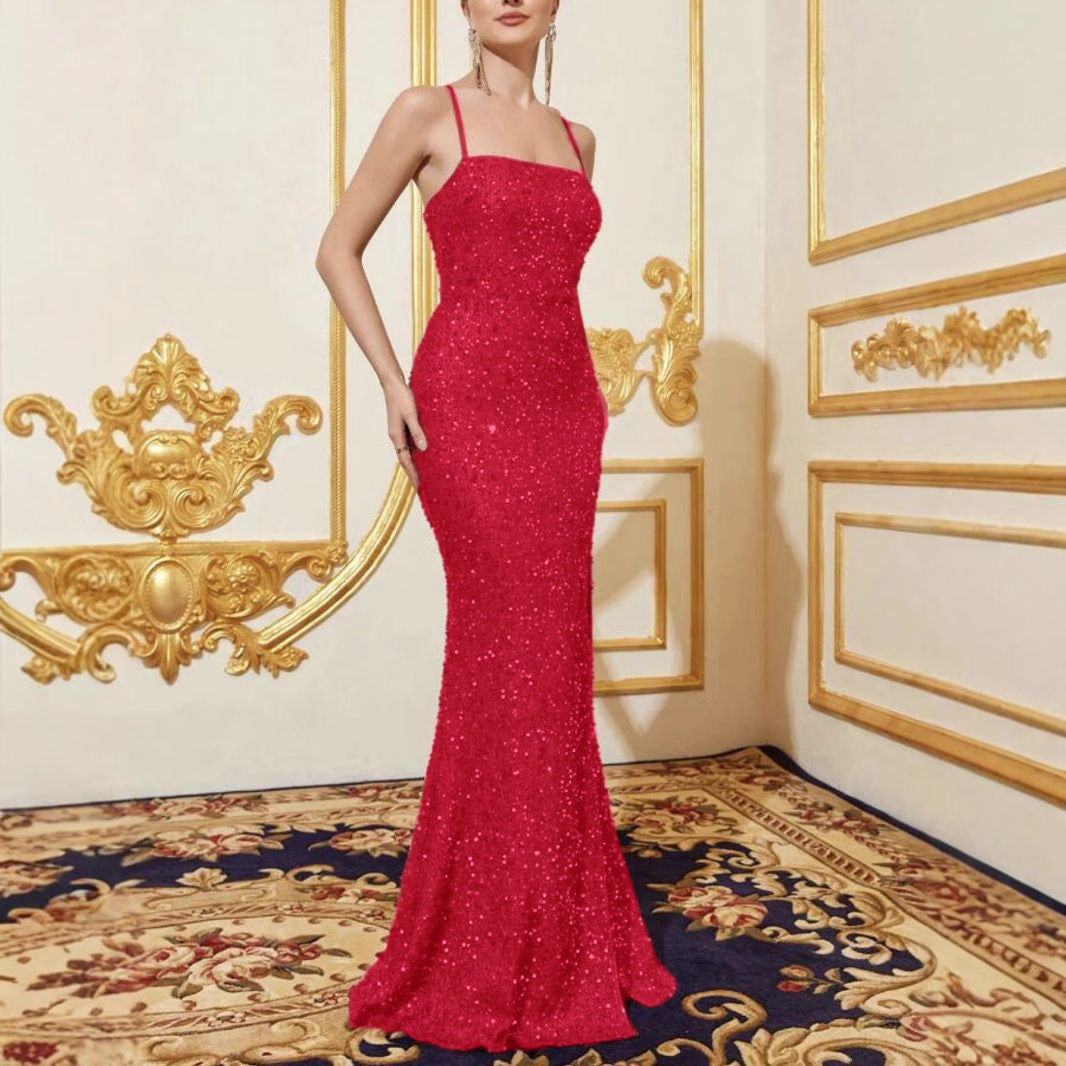 Sequin Slit Dress Slip Evening Dress
