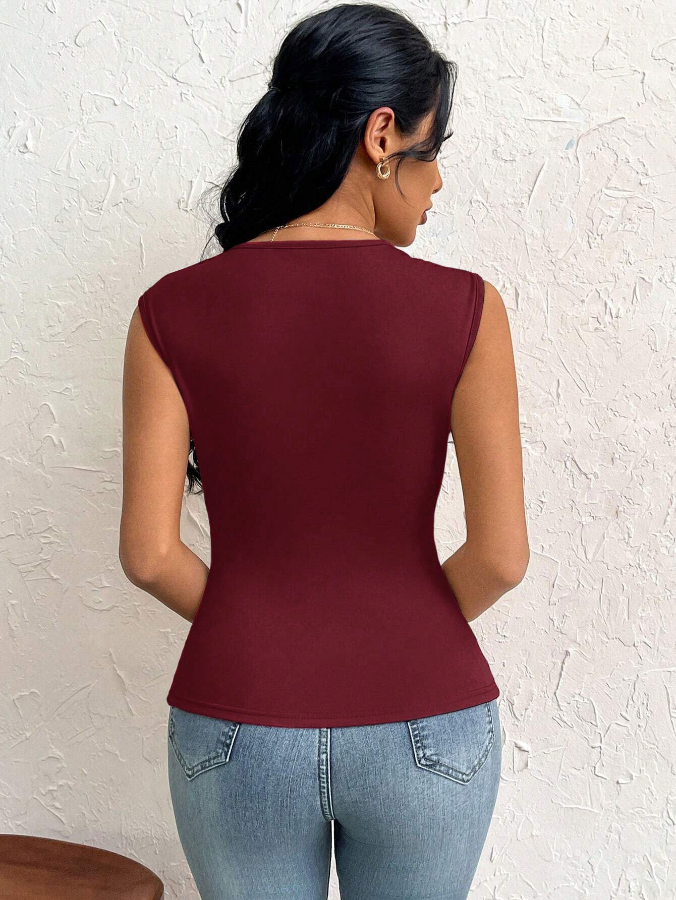 Women's T-shirt Summer Slim Short Solid Color Top