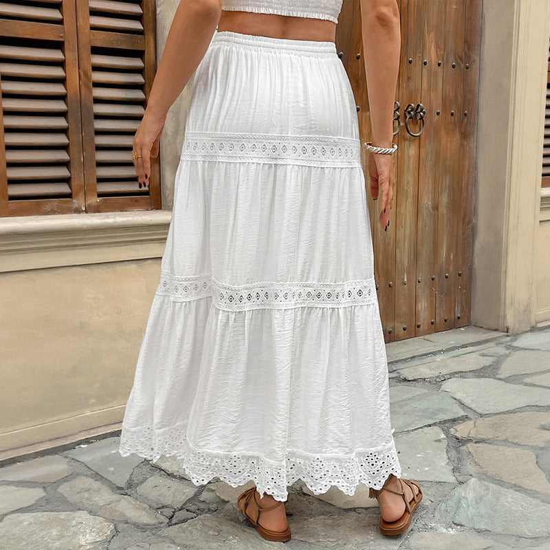 Women Holiday Dress Lace White Skirt