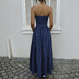 Retro Long Dress Sleeveless Tube Top Polka Dot Dress